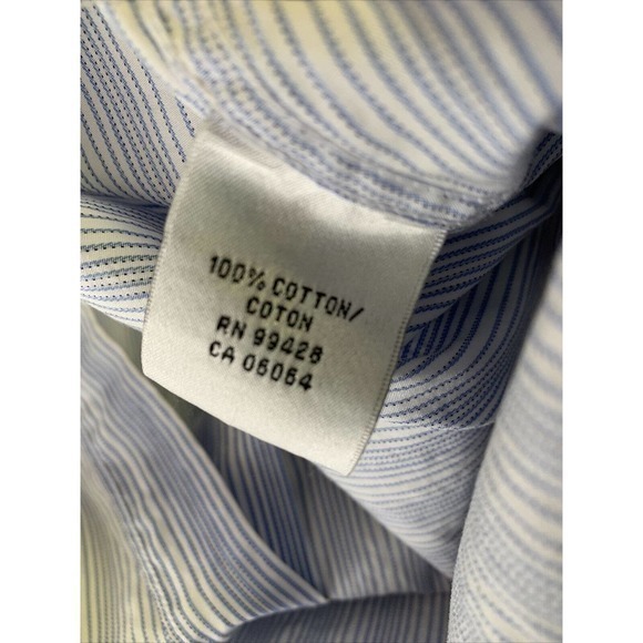 Bugatchi Uomo Button Down Shirt Mens 15 1/2 Med Blue Striped Casual Designer - Picture 10 of 11